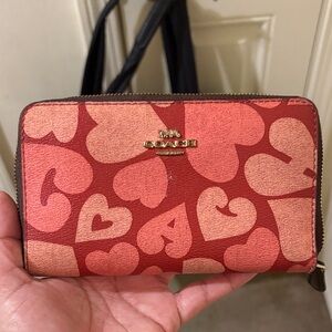 Coach Red and Pink Heart Pattern Wallet